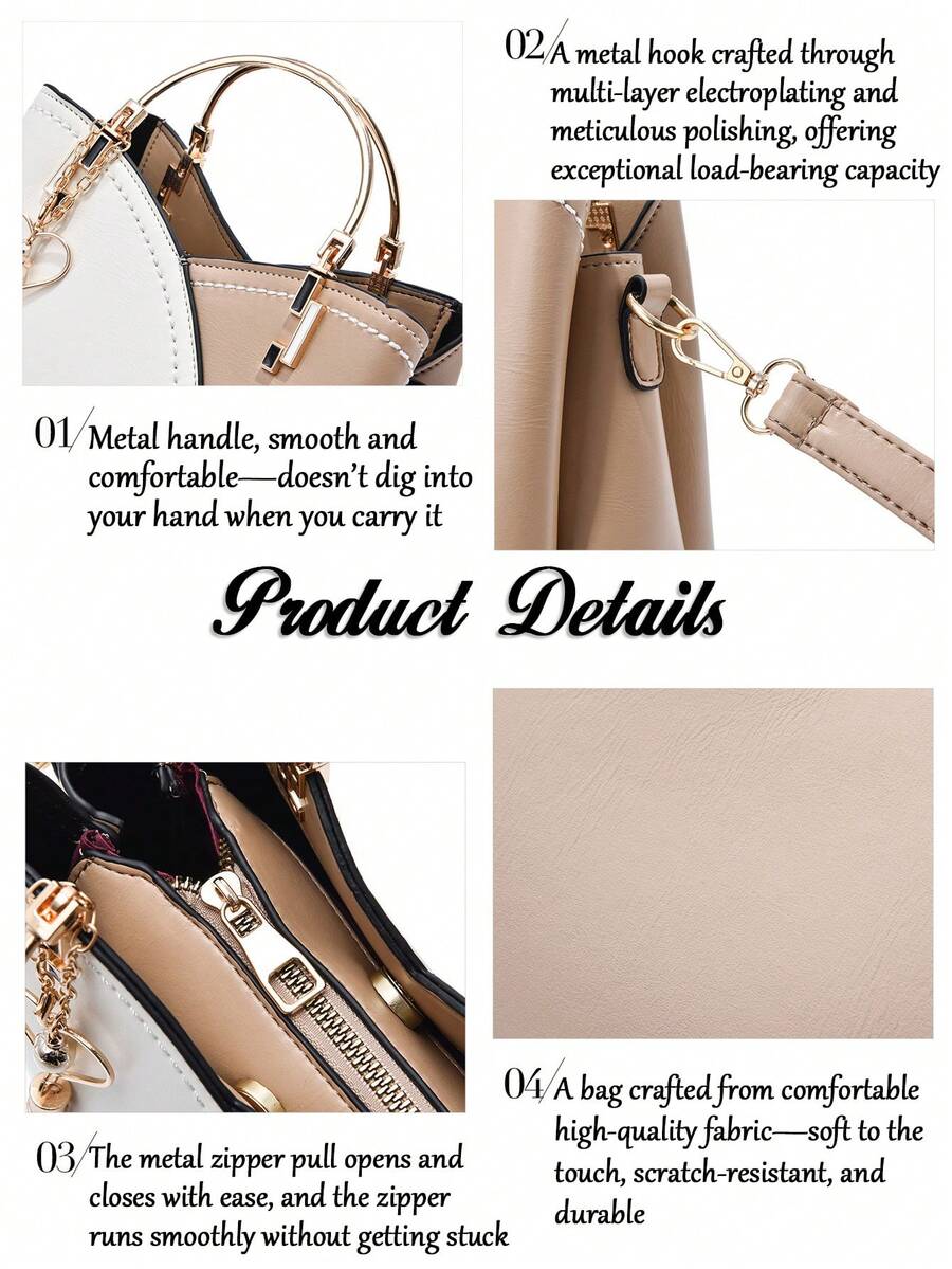 New Large Capacity Fashion Versatile Bag For Women Easy Color-Block Texture Crossbody Bag Casual Tote Bag For Summer Commuting Shopping Travel