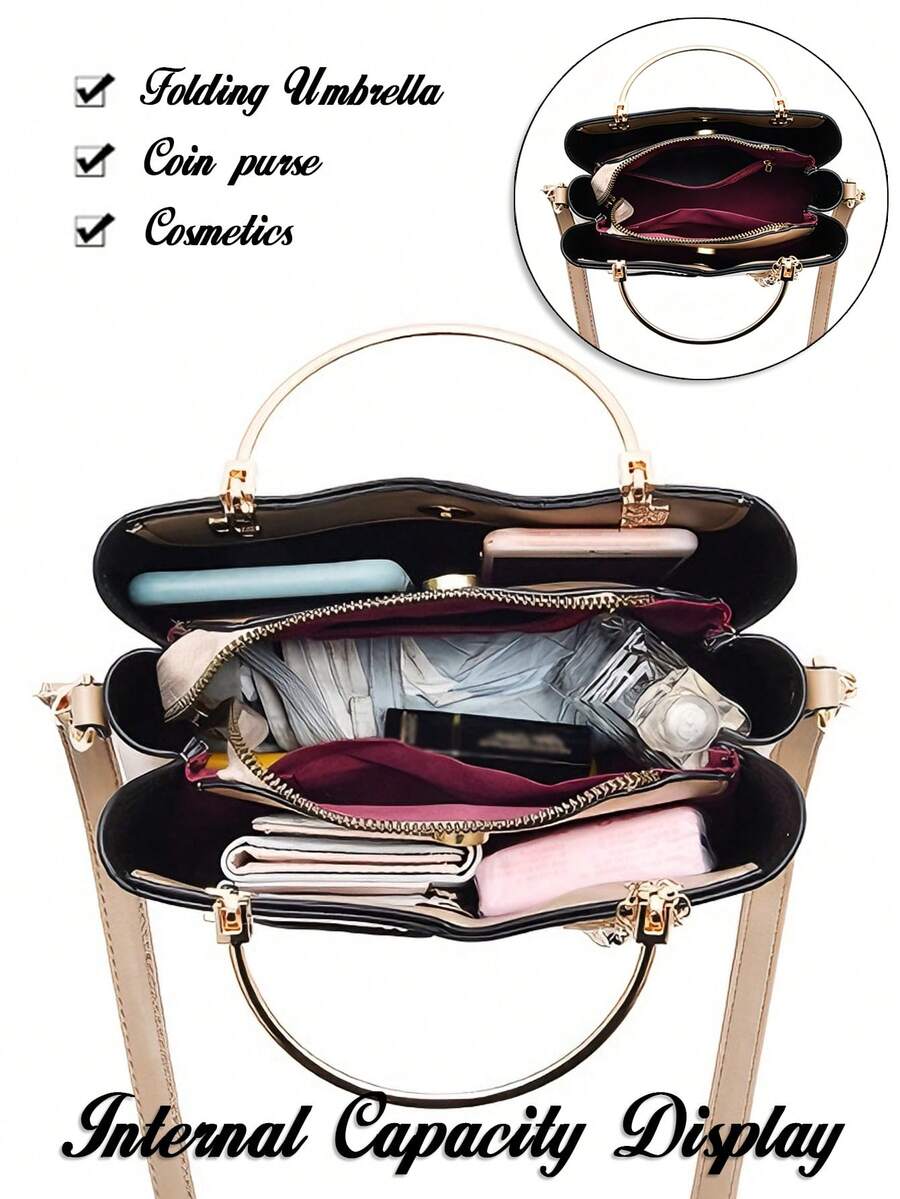 New Large Capacity Fashion Versatile Bag For Women Easy Color-Block Texture Crossbody Bag Casual Tote Bag For Summer Commuting Shopping Travel