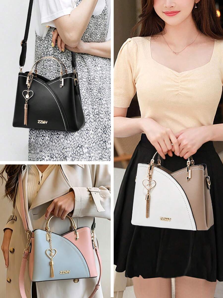 New Large Capacity Fashion Versatile Bag For Women Easy Color-Block Texture Crossbody Bag Casual Tote Bag For Summer Commuting Shopping Travel