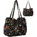 Women's Floral Series Corduroy Tote Bag Large Capacity Lightweight Multi-Pocket For Vacation Shopping Travel Gift Daily Use