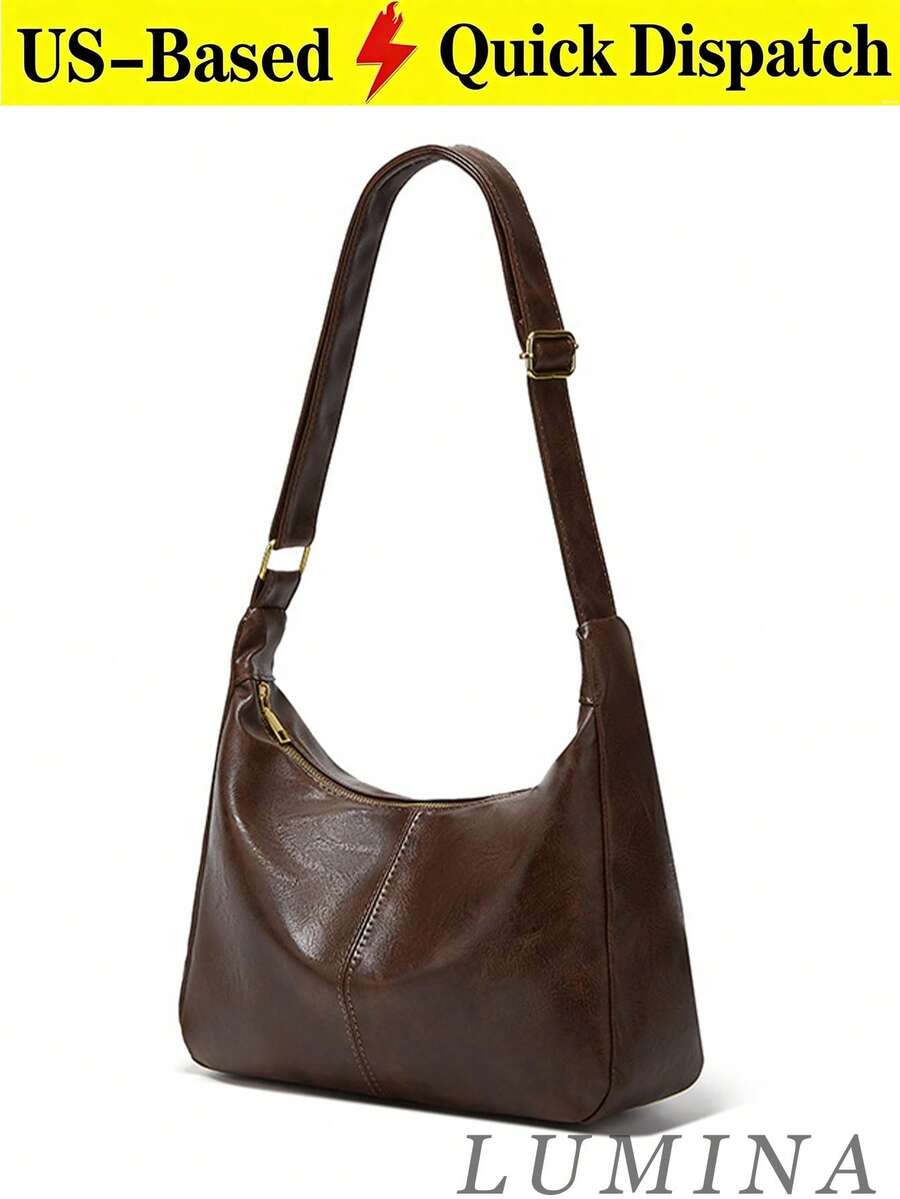 Retro Maillard Crossbody Bag, New Korean Fashion Large Capacity Handbag, Essential For Back To School Season, Street-Chic Japanese Style Ladies Bag