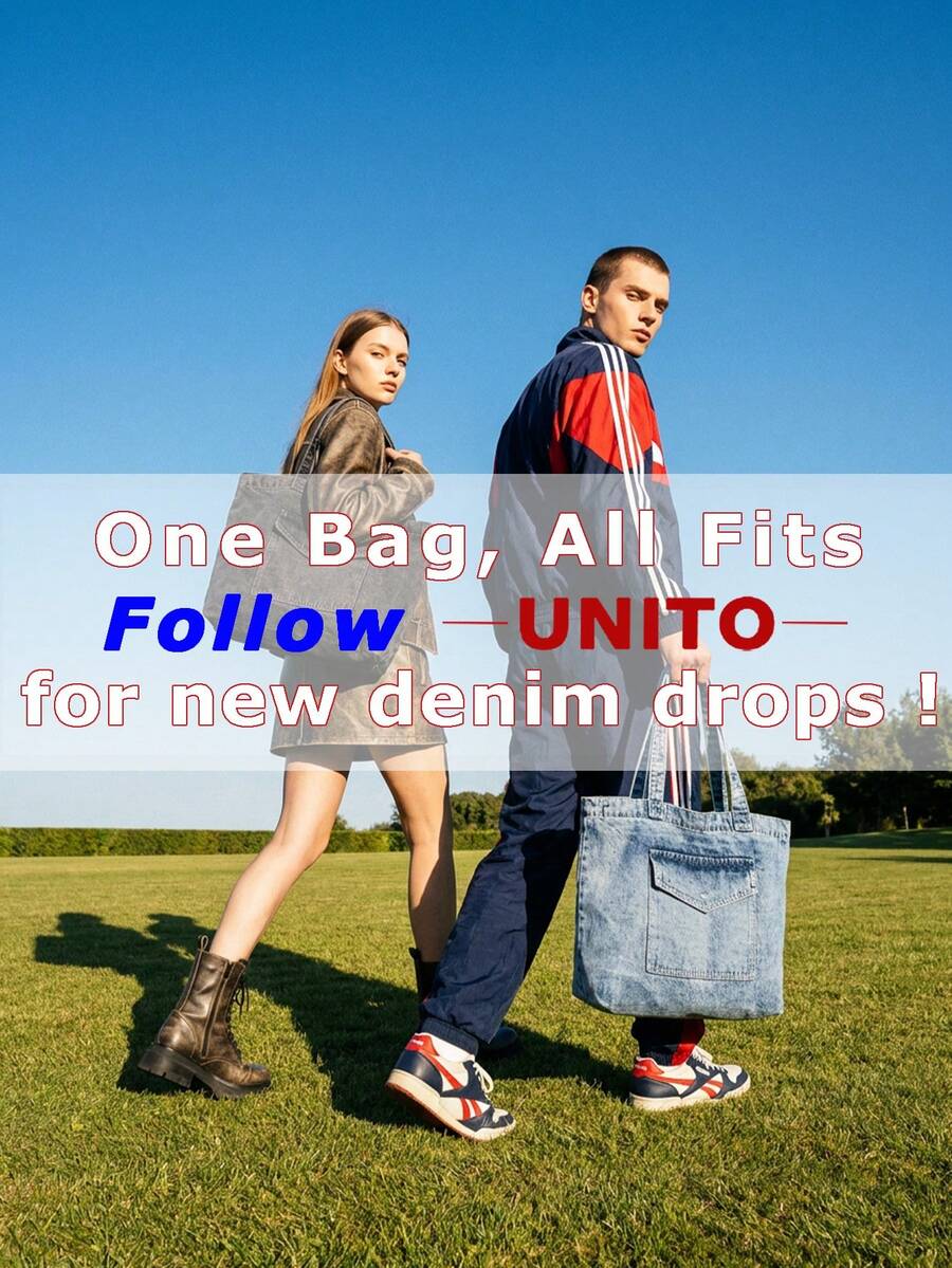 Vintage Blue Distressed Denim Bag Women's Shoulder Bag Large Capacity Handbag Zipper Closure Canvas Tote Bag College Style Shoulder Bag Retro Jean Bag