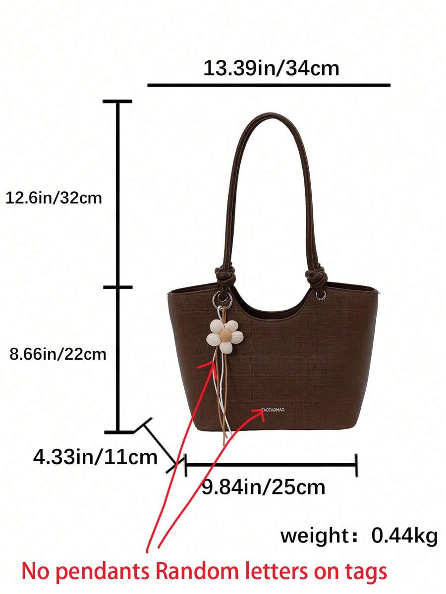 Dedoo Women's Shoulder Tote Bag, Large Capacity, Minimalist Coffee Color, Cute Gentle Elegant Floral Charm, Suitable For Shopping And Commuting