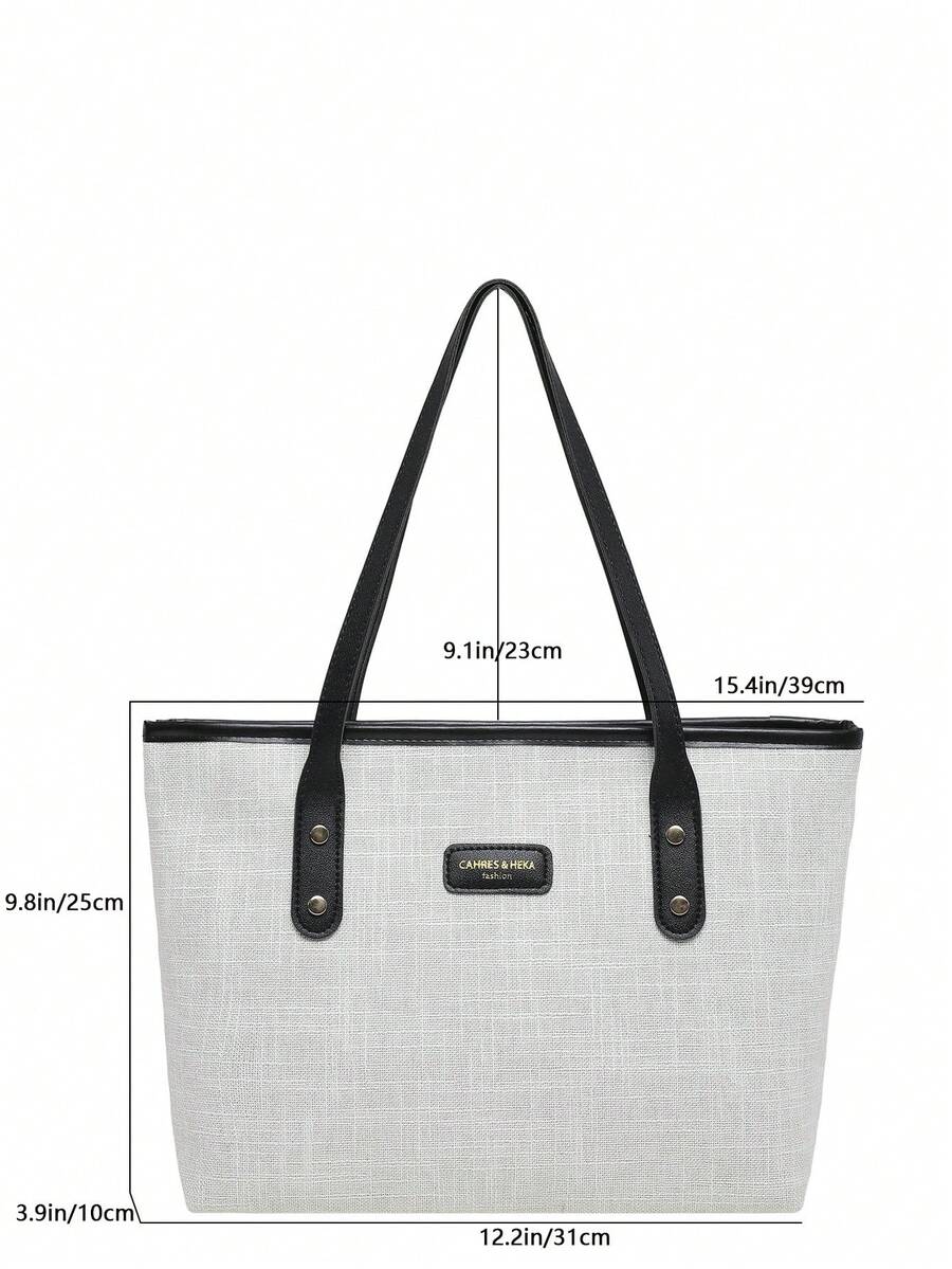 1pc Women's Fashion Colorblock All-Season Shoulder Bag, Portable Versatile Large Capacity Tote Bag, Suitable For Dating, Shopping, Commuting