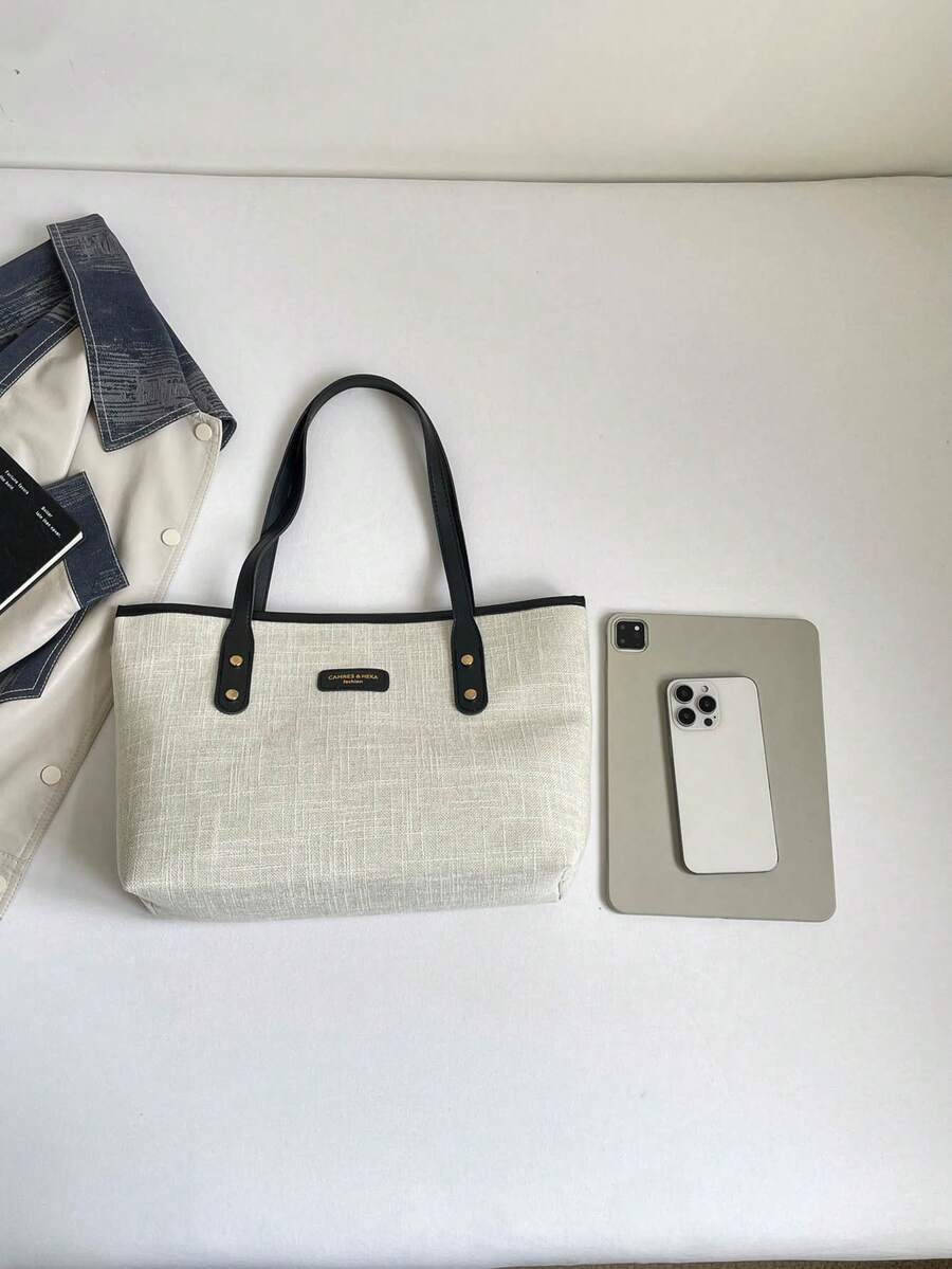1pc Women's Fashion Colorblock All-Season Shoulder Bag, Portable Versatile Large Capacity Tote Bag, Suitable For Dating, Shopping, Commuting