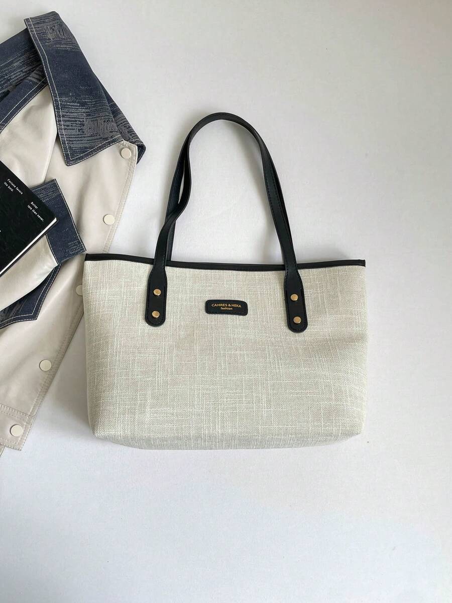 1pc Women's Fashion Colorblock All-Season Shoulder Bag, Portable Versatile Large Capacity Tote Bag, Suitable For Dating, Shopping, Commuting