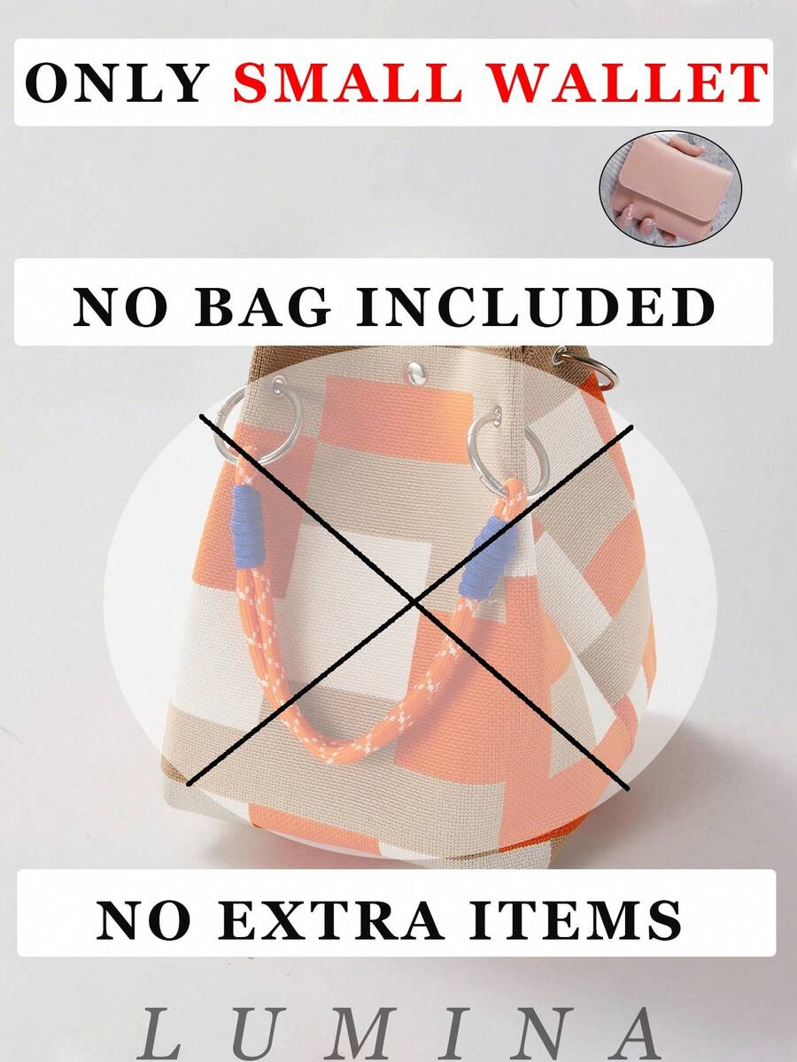 Orange Purse Colorblock Knitted Mini Bucket Tote & Handbag For Women, Summer Casual Purses And Bags Carteras Para Mujer Bolsos Para Mujer