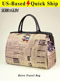 Retro Newspaper Print Women's Tote Bag Handbag Large Capacity Travel Organizer S