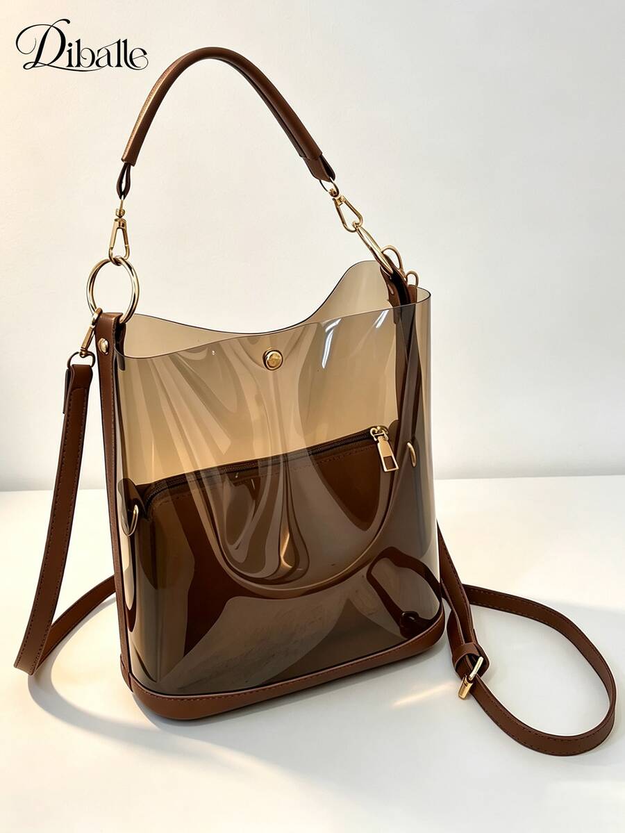Transparent Jelly Bag, Beach Bag, Tote Bag, Handbag, Shoulder Bag, Crossbody Bag, Fashion Versatile Commuter Bag For Women