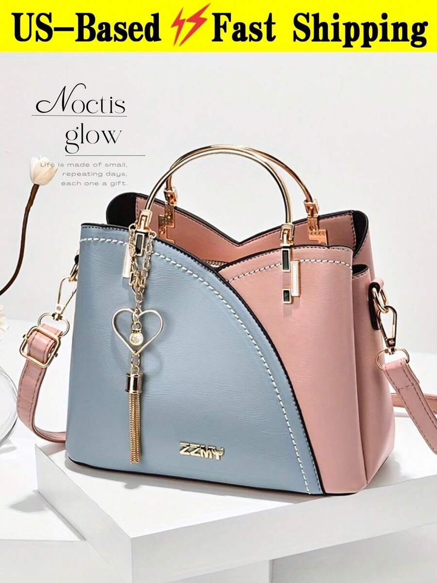 New Large Capacity Fashion Versatile Bag For Women Easy Color-Block Texture Crossbody Bag Casual Tote Bag For Summer Commuting Shopping Travel