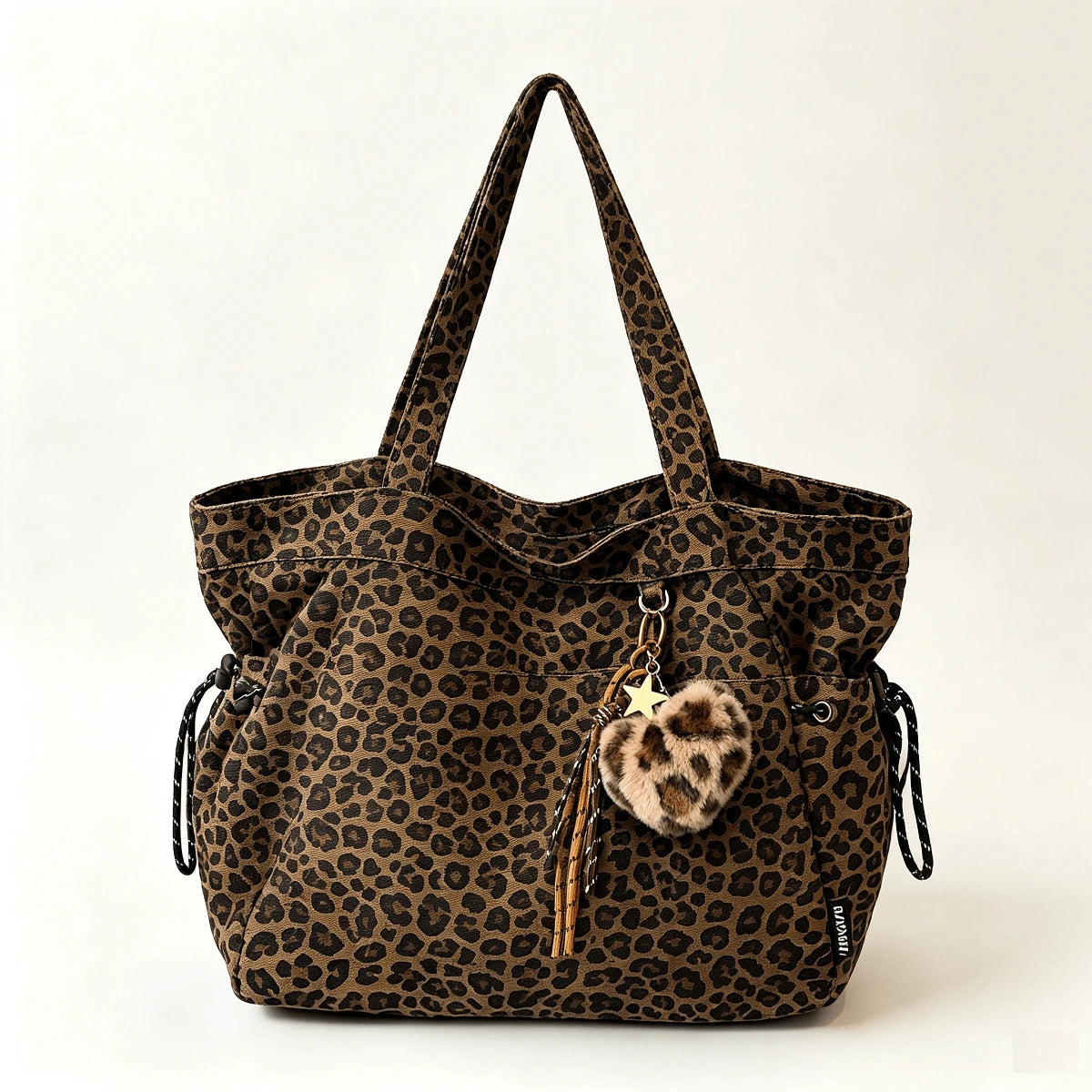 Leopard Print Plush Pendant Tote Bag, Large Capacity Single Shoulder Crossbody Bag For Women, Handbags For Work Commute Shopping And Casual Daily Use.