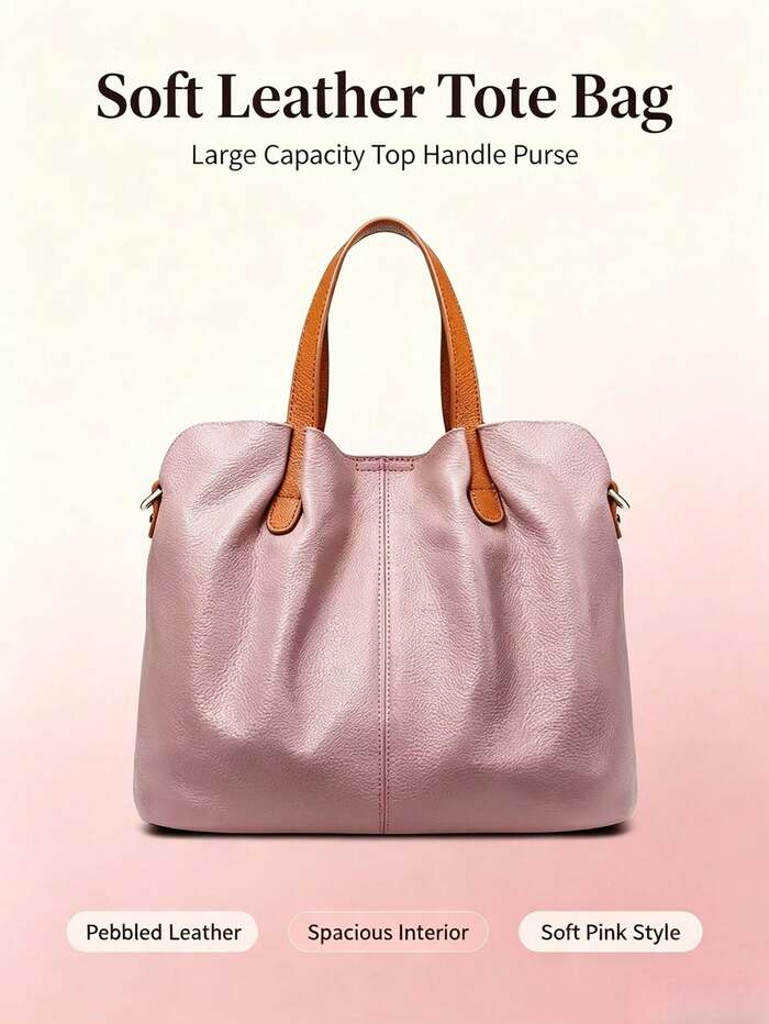 1pc Colorblock Tote Shoulder Bag Set- Large Crossbody Handbag With Zipper Closur