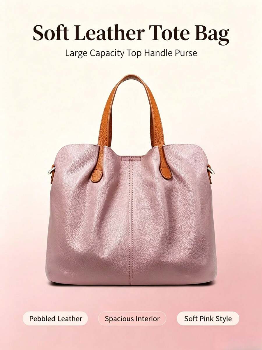 1pc Colorblock Tote Shoulder Bag Set- Large Crossbody Handbag With Zipper Closure & Gold Hardware, Stylish Commuter Purse For Work Travel
