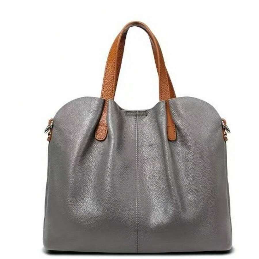 1pc Colorblock Tote Shoulder Bag Set- Large Crossbody Handbag With Zipper Closure & Gold Hardware, Stylish Commuter Purse For Work Travel