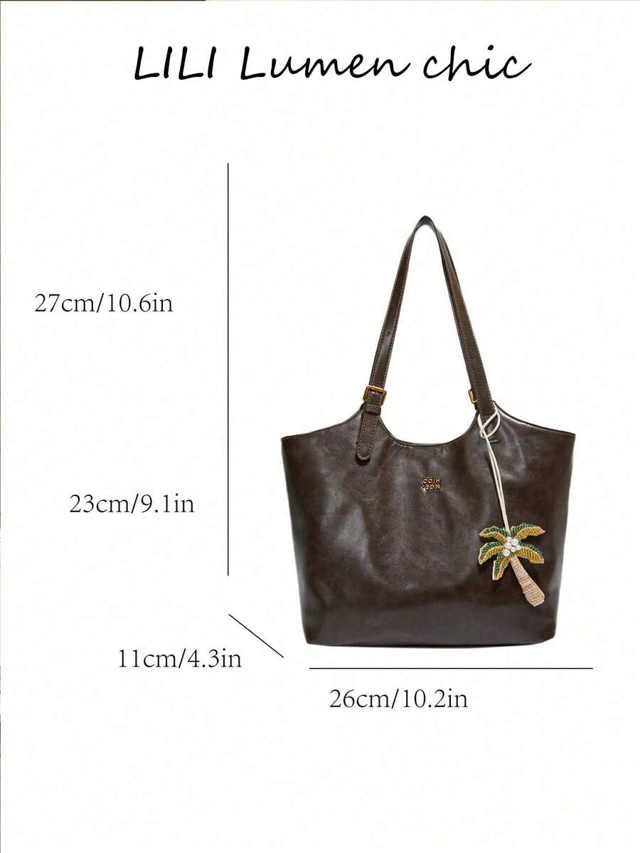 Tote Bag New Style Fashion Solid Color Women's Crossbody Bag, Vintage Handbag With Snap Button And Zipper, Large Capacity Tote Bag, Suitable For Travel, Shopping, Dating, For Teenagers, College Girls
