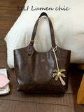 Tote Bag New Style Fashion Solid Color Women's Crossbody Bag, Vintage Handbag With Snap Button And Zipper, Large Capacity Tote Bag, Suitable For Travel, Shopping, Dating, For Teenagers, College Girls