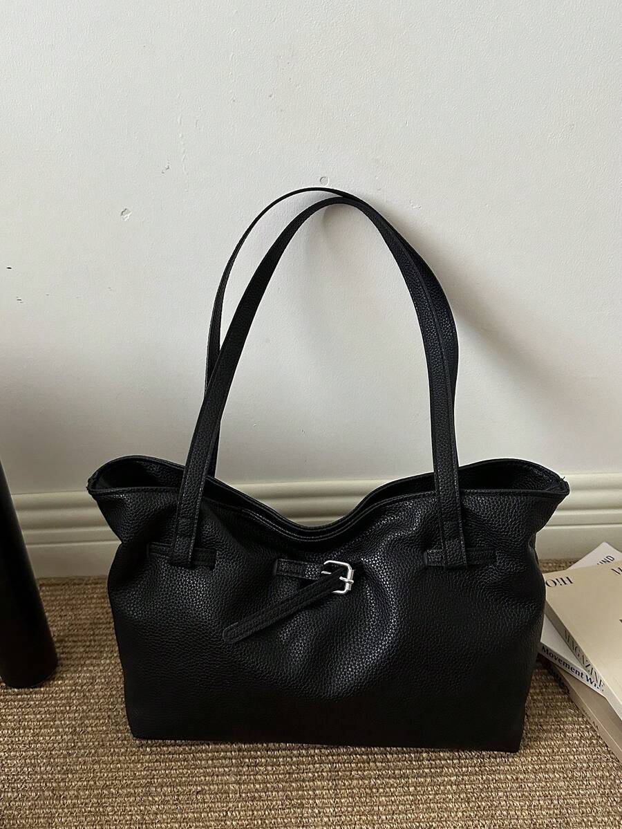 Korean Style Pleated Underarm Bag New Large Capacity Commuter Tote Bag Personalized Ins Solid Color Shoulder Women's Bag