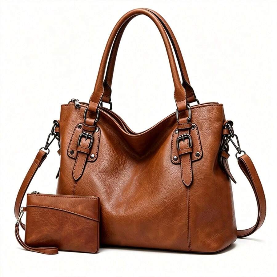 2pcs Women's Tote Bag Set, Large Capacity, Large Pockets, Handbag/Crossbody Bag, Adjustable Shoulder Strap.