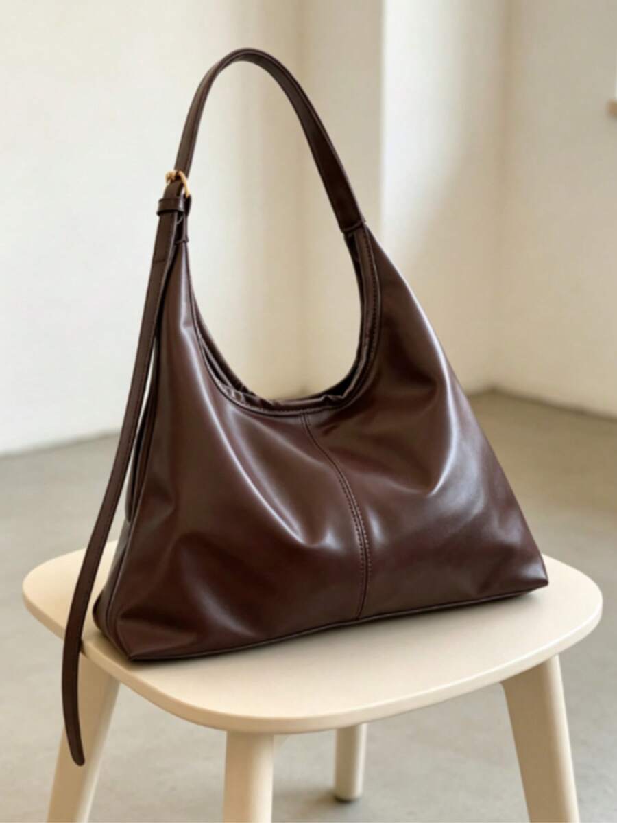 Women's New Large Tote Bag, Fashionable Design Shoulder Bag, Soft PU Material, Textured Style (Color Difference Due To Photo Angle)