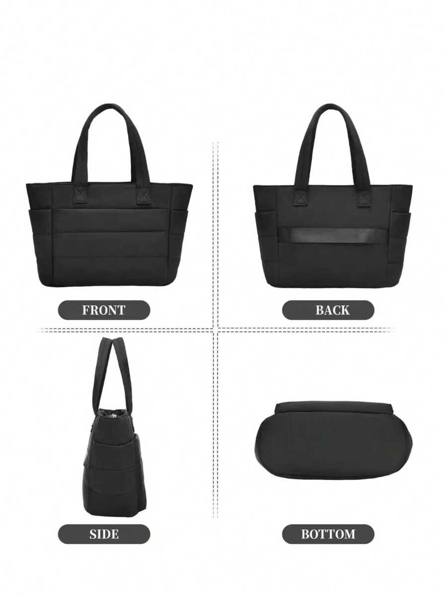 New Classic Solid Color Multifunctional Tote Bag,Minimalist Solid Color Body With Quilted Diamond Decoration;Equipped With Dual Handles,Shoulder Bag