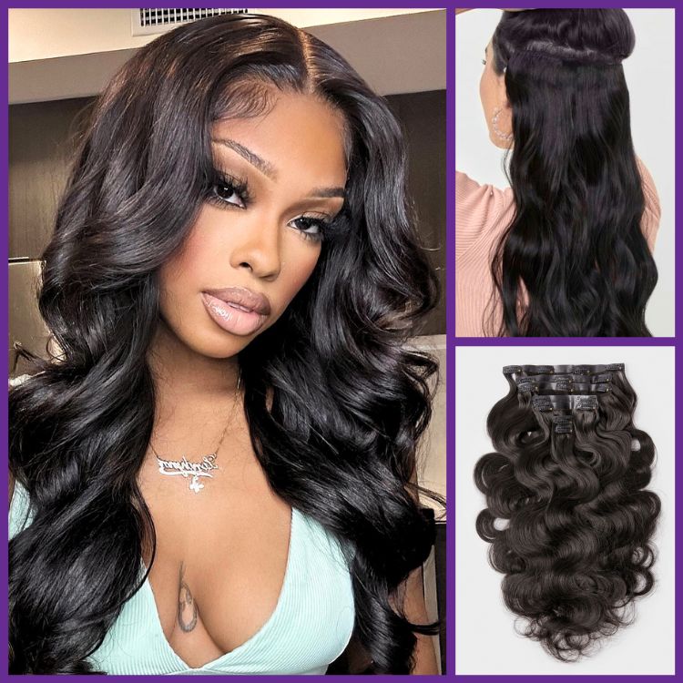 Soft Body Wave Seamless Clip in Extensions Real Human Hair Pieces 135g 9pcs / 7pcs with Free Gift