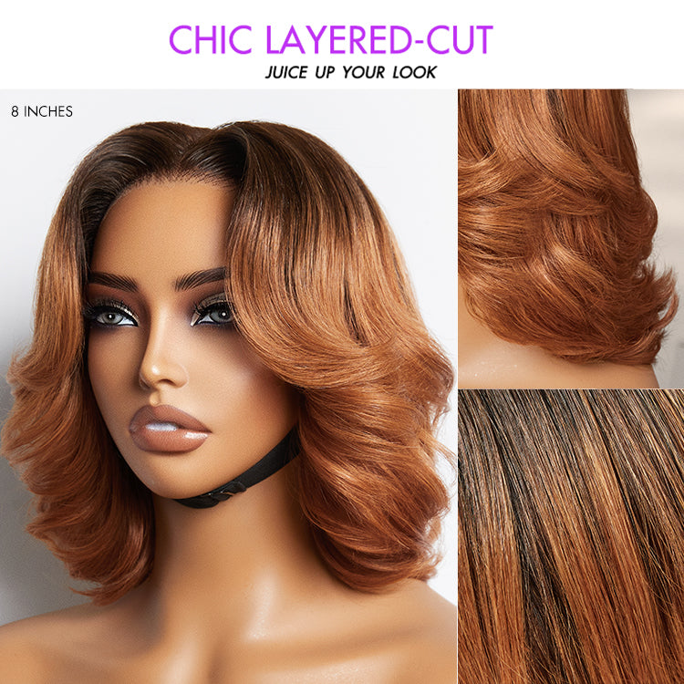 1 SEC INSTALL WIG | Elegant Boss Vibe Short Pixie Cut Ombre Ginger Glueless Minimalist HD Lace Wig Ready to Go Pre-cut Lace