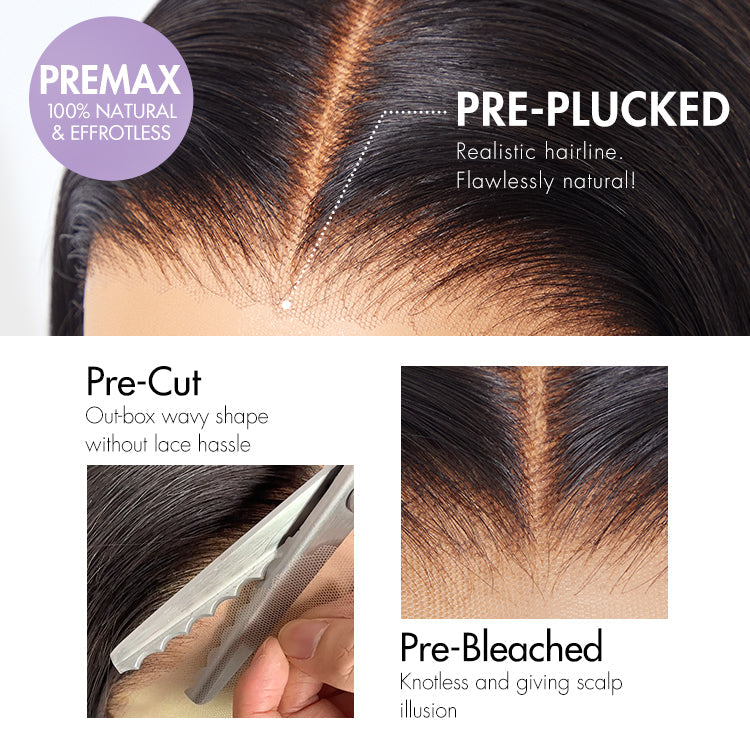 PreMax Wigs | 180% Density Bone Straight Glueless 5x5 Closure HD Lace Lace Wig Pre-cut & Plucked & Bleached