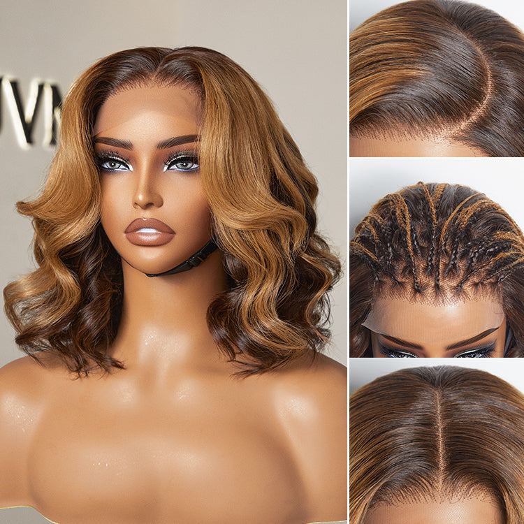Elegant Peekaboo Ombre Blonde Loose Wave Glueless 5x5 Closure Lace Wig - US Only