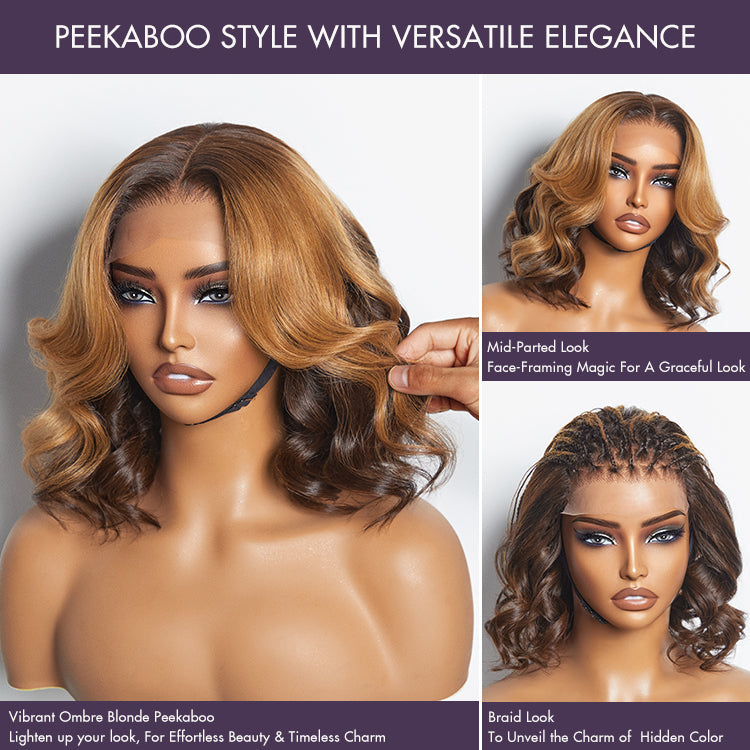 Elegant Peekaboo Ombre Blonde Loose Wave Glueless 5x5 Closure Lace Wig - US Only