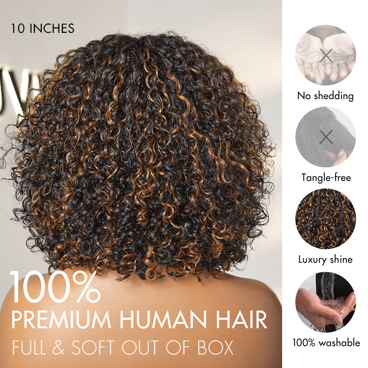 Exclusive Sale | Beginner Friendly Water Wave Minimalist Lace Glueless Short Wig with Bangs