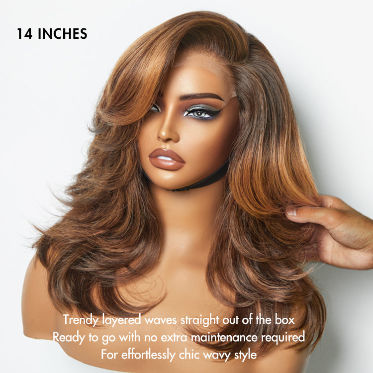 Shake Shape™ | Effortlessly Chic Layered Haircut Wavy Glueless HD Minimalist Lace Short Wig