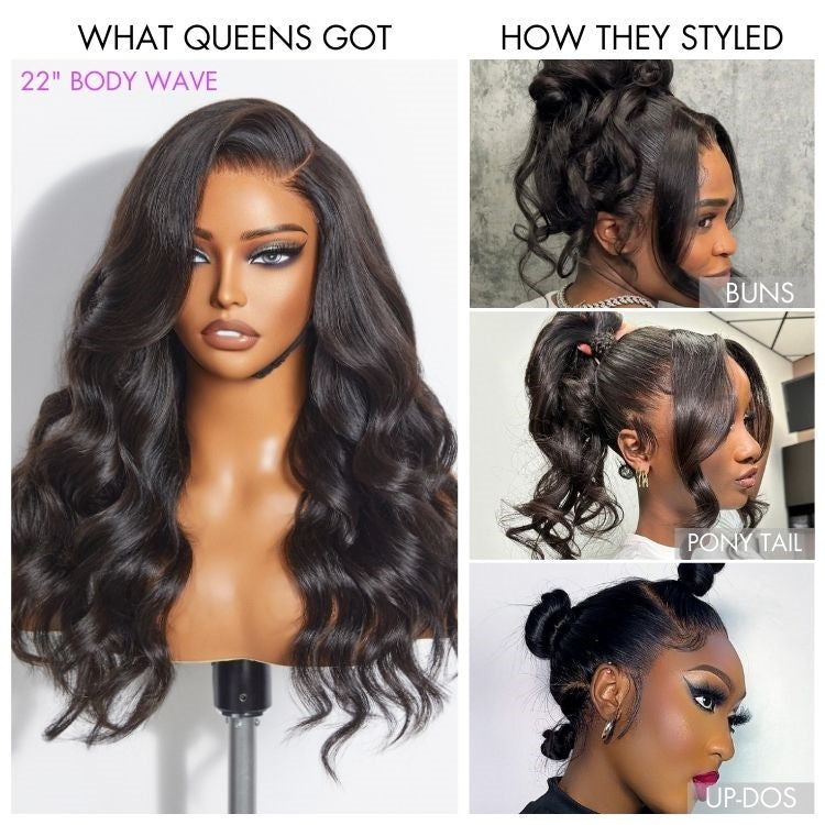 Exclusive Sale | Luvme Hair Full Lace Classy Natural Black Body Wave / Straight Free Parting Half Up Half Down Wig