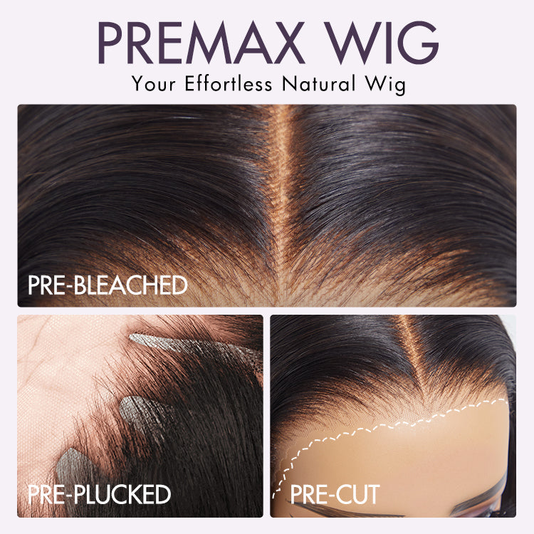New Customers Only | PreMax Wigs - Honey Blonde Highlight / Natural Black / Ombre Blonde Bouncy Body Wave Glueless 13x4 Frontal Lace Human Hair Wig