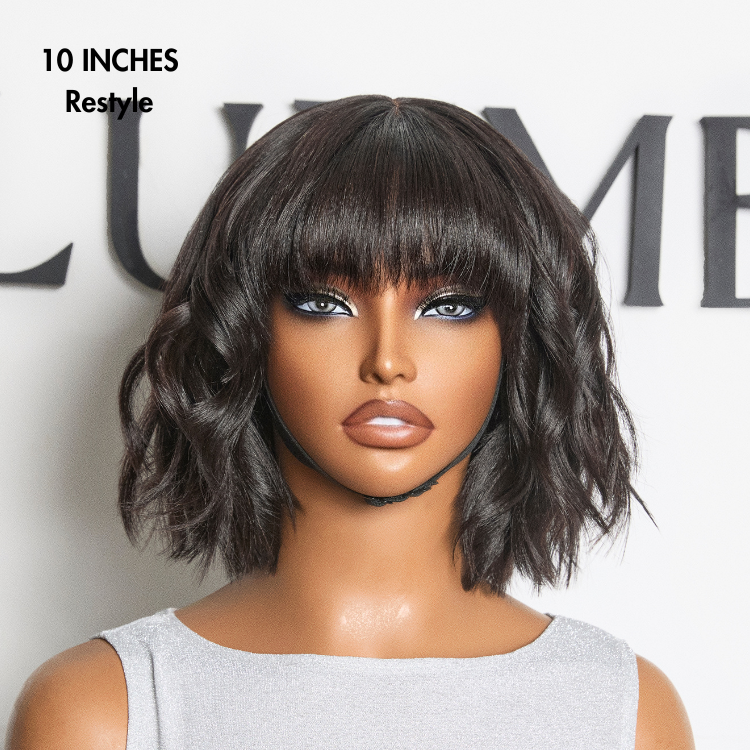 New Customers Only | Put On and Go Ash Blonde Highlight / Brown Highlight / Natural Black Layered Cut Yaki Straight Minimalist Lace Bob Wig
