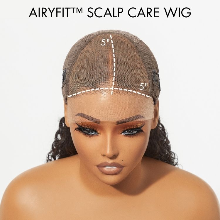 AiryFit™ Scalp Care Wigs - Blonde Highlight Water Wave Snugfit Glueless 5x5 Closure Lace Long Curly Wig Pre-Cut Lace - US Only
