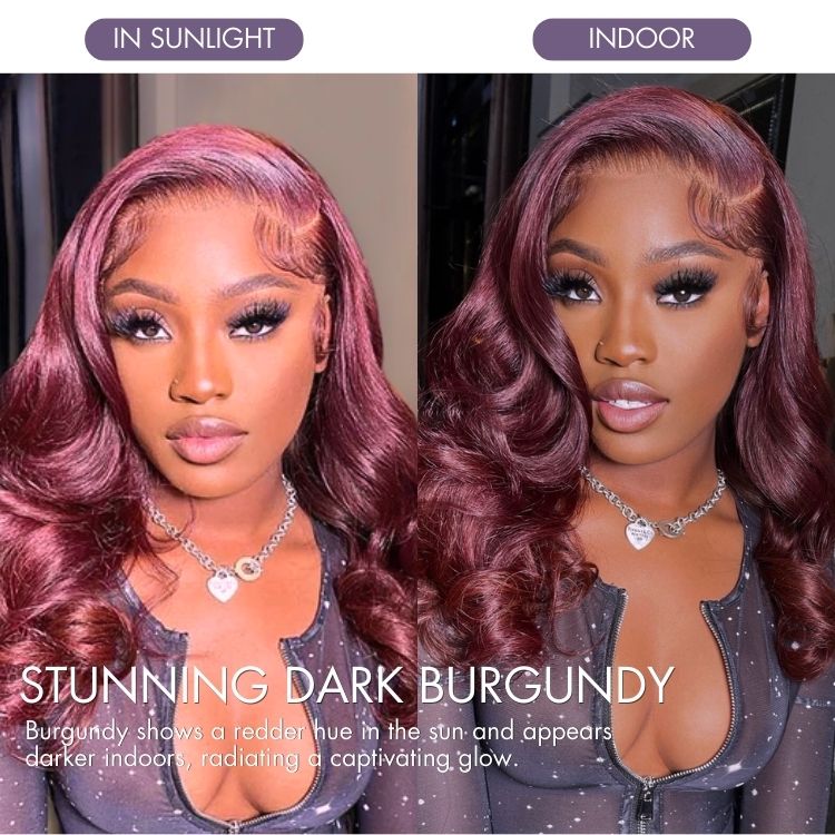 Chic Burgundy 99J Layered Cut Loose Body Wave Glueless 5x5 Closure Lace Wig Pre-Cut Lace - US Only