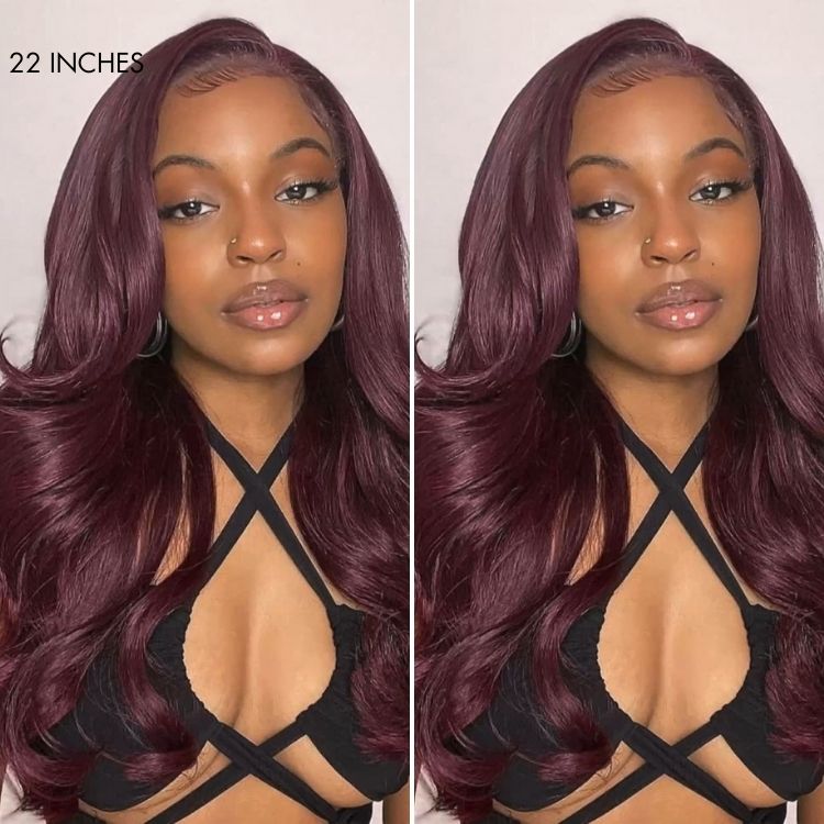 Chic Burgundy 99J Layered Cut Loose Body Wave Glueless 5x5 Closure Lace Wig Pre-Cut Lace - US Only