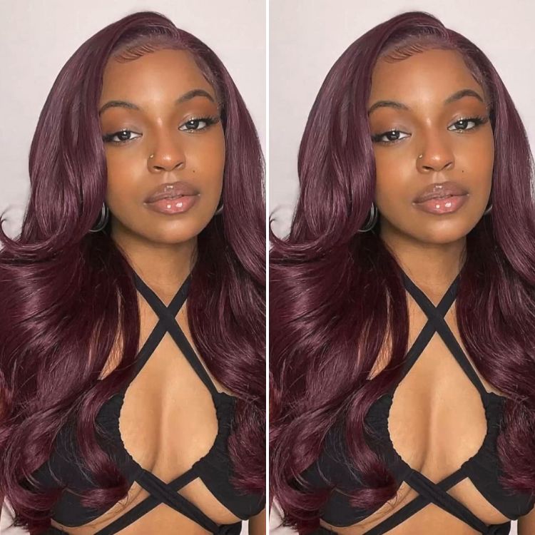 Chic Burgundy 99J Layered Cut Loose Body Wave Glueless 5x5 Closure Lace Wig Pre-Cut Lace - US Only