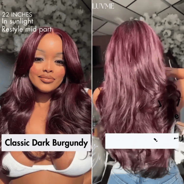 Chic Burgundy 99J Layered Cut Loose Body Wave Glueless 5x5 Closure Lace Wig Pre-Cut Lace - US Only