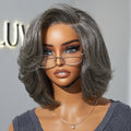 Special Deal | Boss Vibe Salt & Pepper Layered Bob / Body Wave Glueless Pre-Cut Minimalist Lace Grey Wig