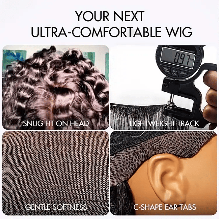 AirFit™ Scalp Care Wigs - Deep Parting Water Wave Human Hair Wig Glueless 11x6 Frontal HD Lace Curly Wig