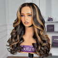 Outlet | Blonde Highlights Mix Natural Color Loose Body Wave Glueless 5x5 Closure Pre-Cut HD Lace Wig