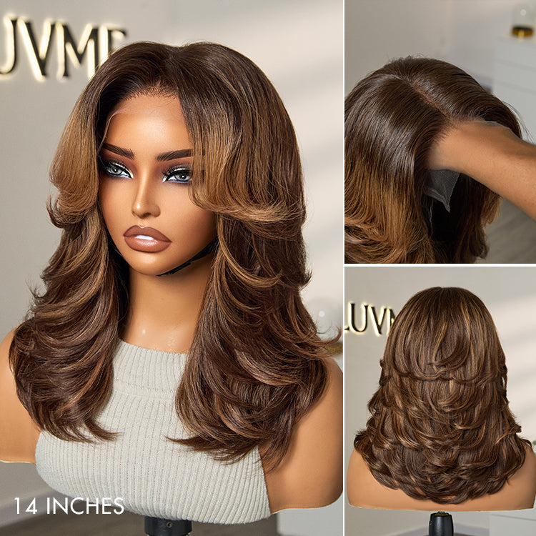 New Customers Only | Effortlessly Chic Layered Haircut Wavy Glueless HD Minimalist Lace Short Wig
