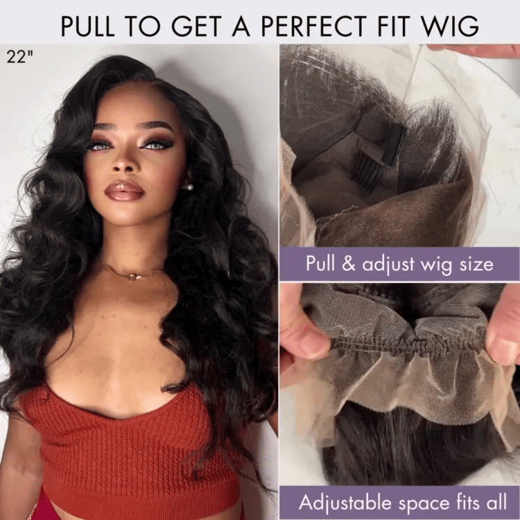 Luvme Hair Full Lace Classy Natural Black Body Wave Free Parting Half Up Half Down Wig Invisi Drawstring Cap Pre-cut Lace