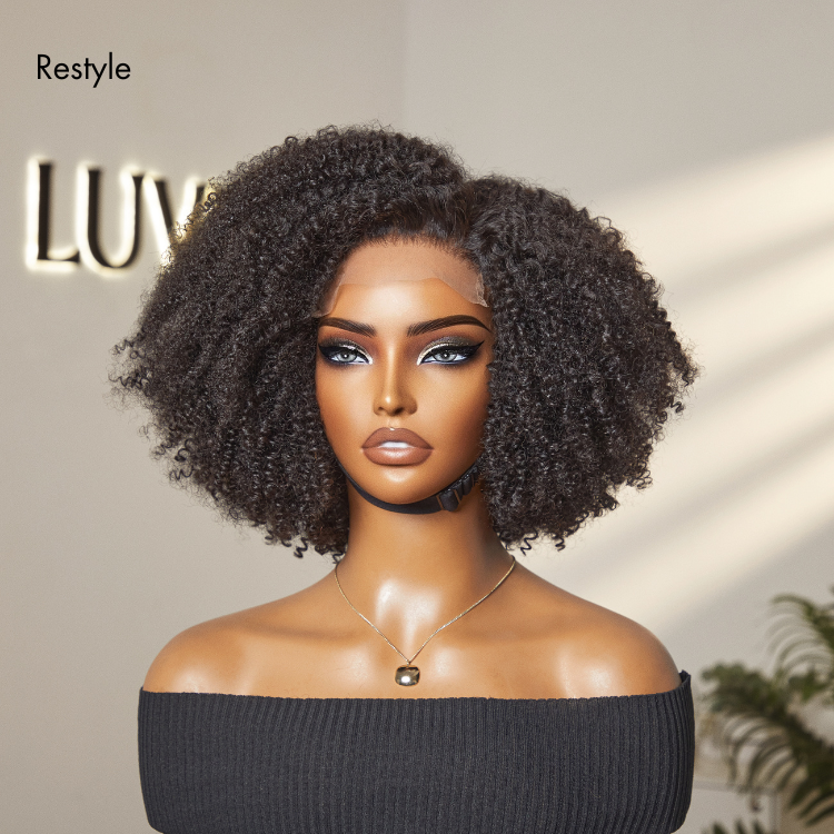 Go Natural Ease | Breathable Cap Natural Bouncy Fluffy Jerry Curl Glueless 5x5 Closure Lace Wig - US Only