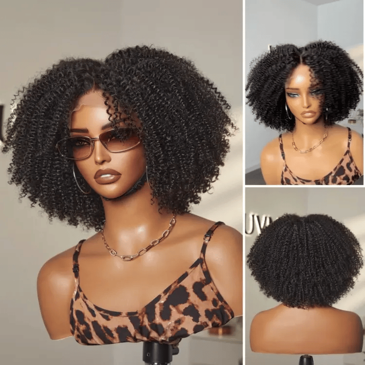 Go Natural Ease | Breathable Cap Natural Bouncy Fluffy Jerry Curl Glueless 5x5 Closure Lace Wig - US Only