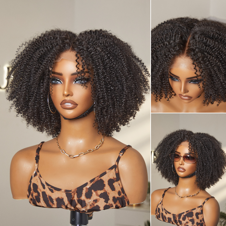 Go Natural Ease | Breathable Cap Natural Bouncy Fluffy Jerry Curl Glueless 5x5 Closure Lace Wig - US Only