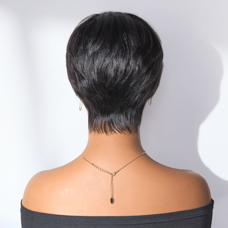 New Customers Only | Throw On & Go Short Cut with Bangs Wig Ultra Comfort Cotton Cap Glueless Wig Hair Loss Friendly