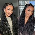 Special Deal | Light Weight Flexi-Fit Invisi Drawstring Cap Full Lace Knotless Boho Curls Braided Long Wig Super Natural Scalp