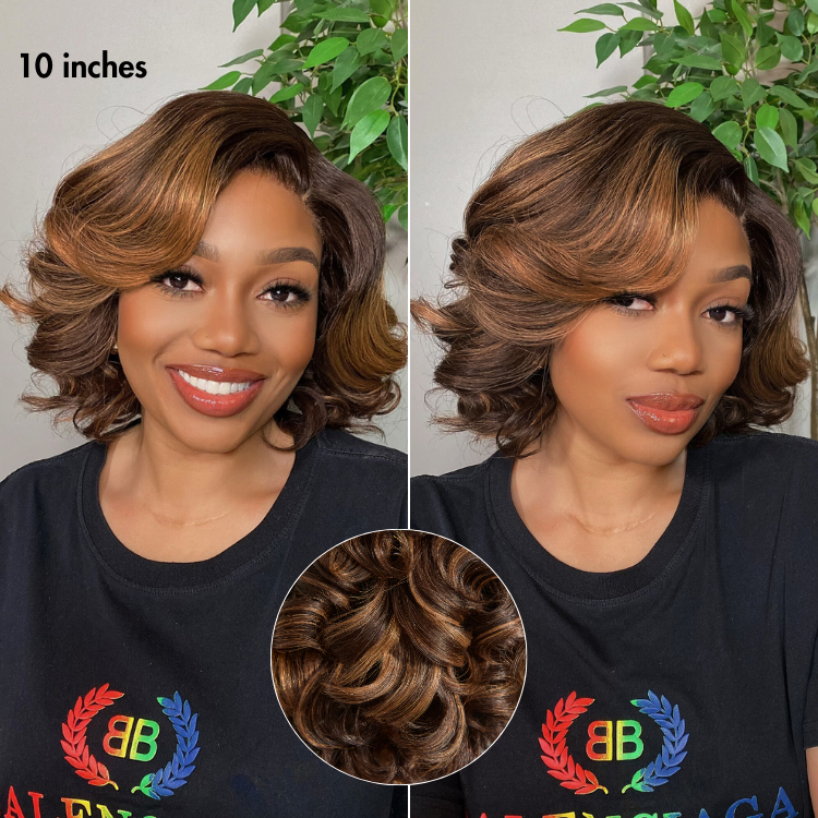 1 SEC INSTALL WIG | Mature Boss Brown Ombre Highlight / Natural Black Loose Wave Glueless Minimalist HD Lace Wig Pre-cut Lace